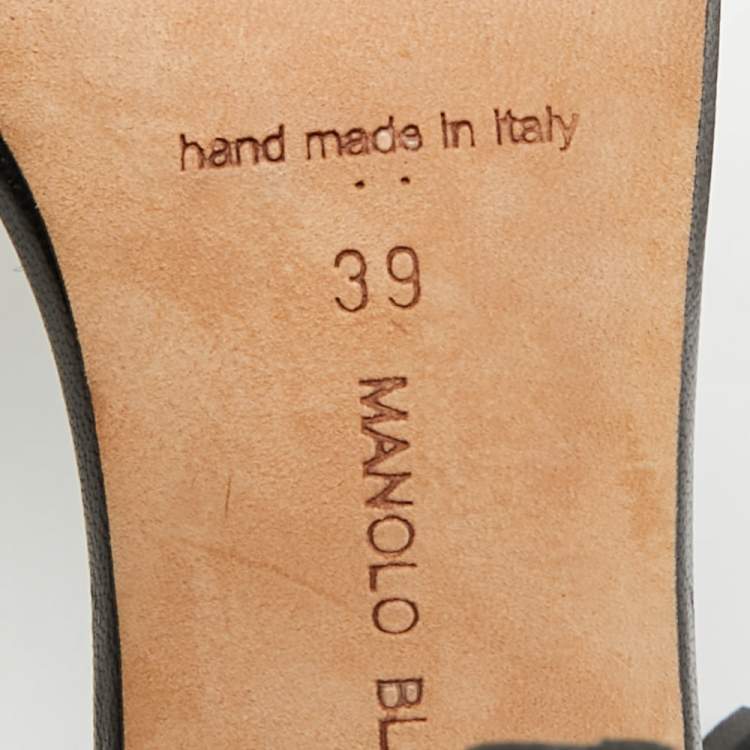 Pre Owned Manolo Blahnik Size 39 Black Python Leather Ankle Strap Sandals