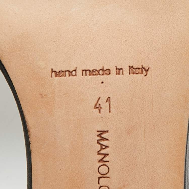 Pre Owned Manolo Blahnik Callasli Size 41 Black Leather Slingback Sandals