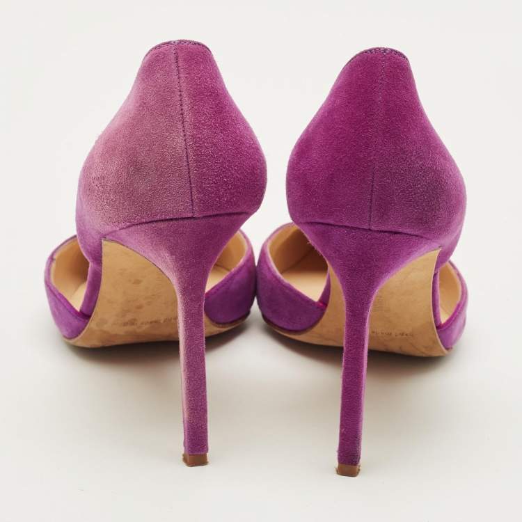 Pre Owned Manolo Blahnik Tayler Size 38.5 Purple Suede D'orsay Pumps