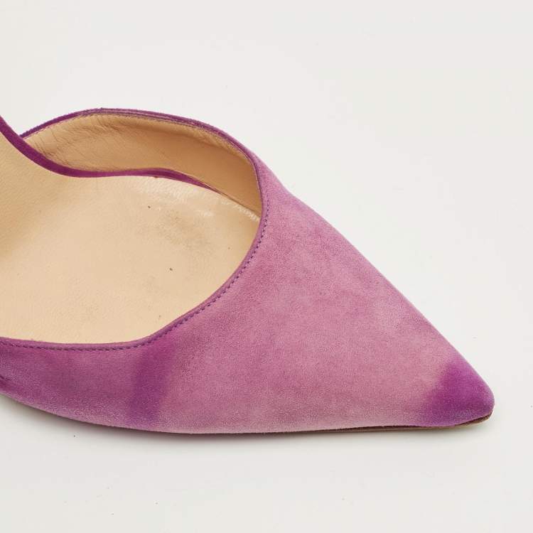 Pre Owned Manolo Blahnik Tayler Size 38.5 Purple Suede D'orsay Pumps