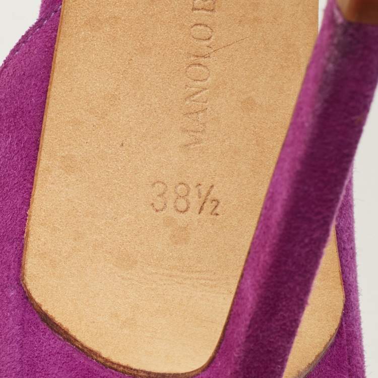 Pre Owned Manolo Blahnik Tayler Size 38.5 Purple Suede D'orsay Pumps