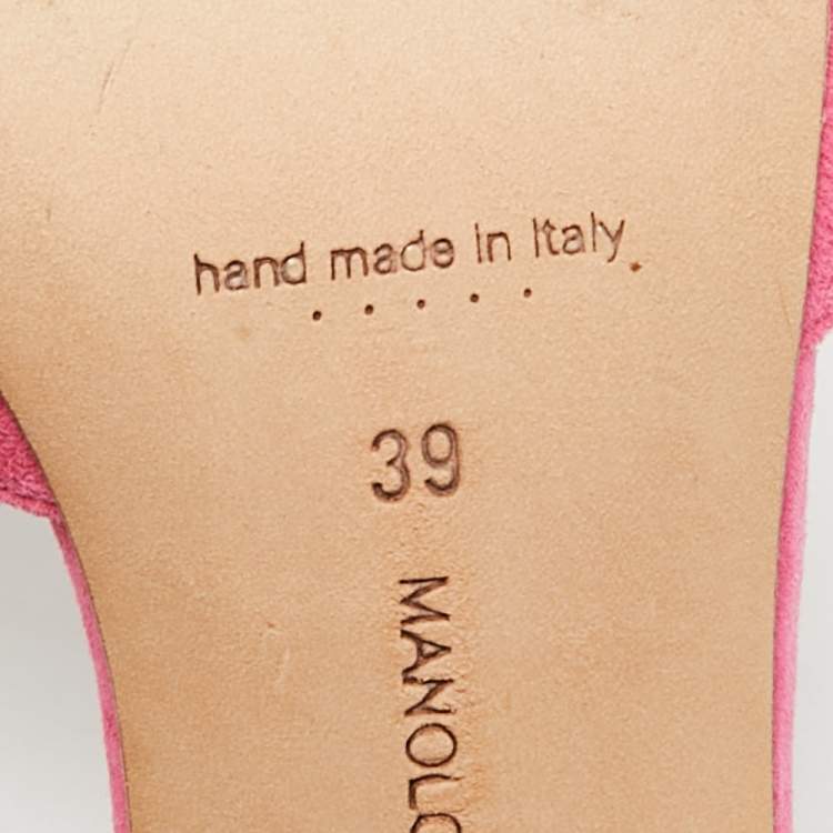 Pre Owned Manolo Blahnik Size 39 Pink Suede Slide Sandals