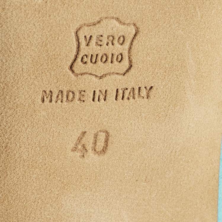 Pre Owned Manolo Blahnik Arleti Frill Size 40 Blue/Green Suede Pumps