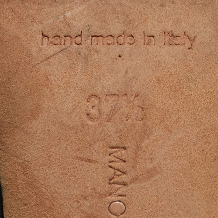 Pre Owned Manolo Blahnik Fibiona Size 37.5 Black Satin Crystal Embellished Slide Sandals