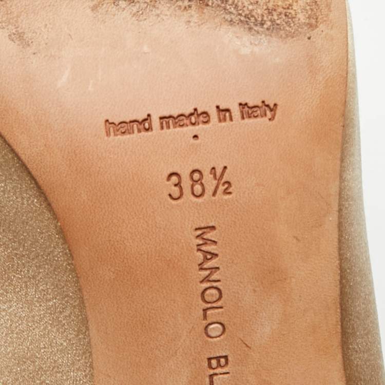 Pre Owned Manolo Blahnik Hangisi Size 38.5 Beige Satin Pumps