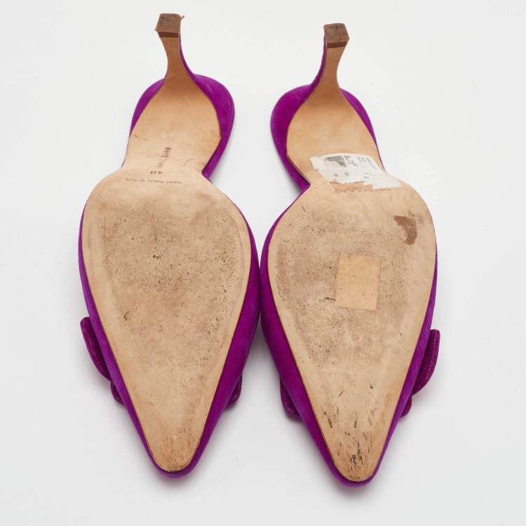 Pre Owned Manolo Blahnik Maysale Size 40 Purple Suede Mules