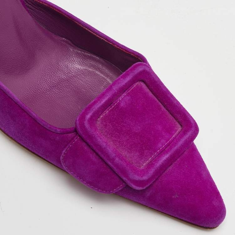 Pre Owned Manolo Blahnik Maysale Size 40 Purple Suede Mules