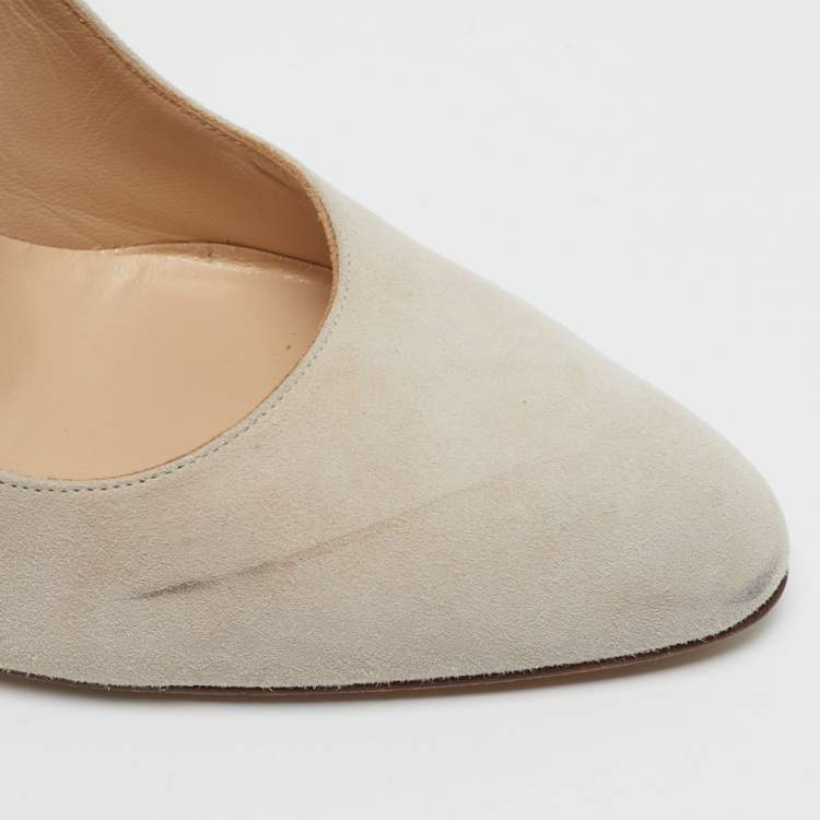 Pre Owned Manolo Blahnik BB Size 40 Beige Suede Pointed Toe Pumps