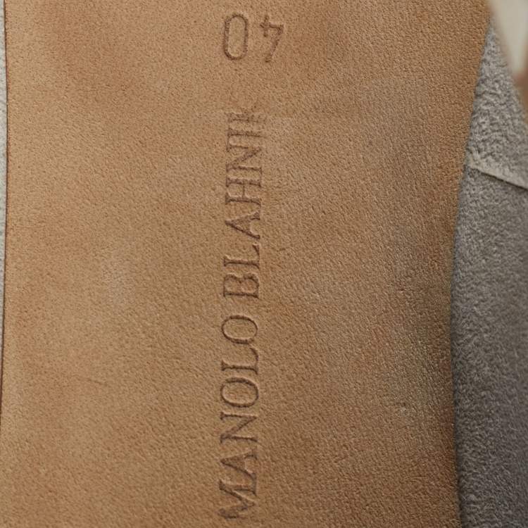 Pre Owned Manolo Blahnik BB Size 40 Beige Suede Pointed Toe Pumps