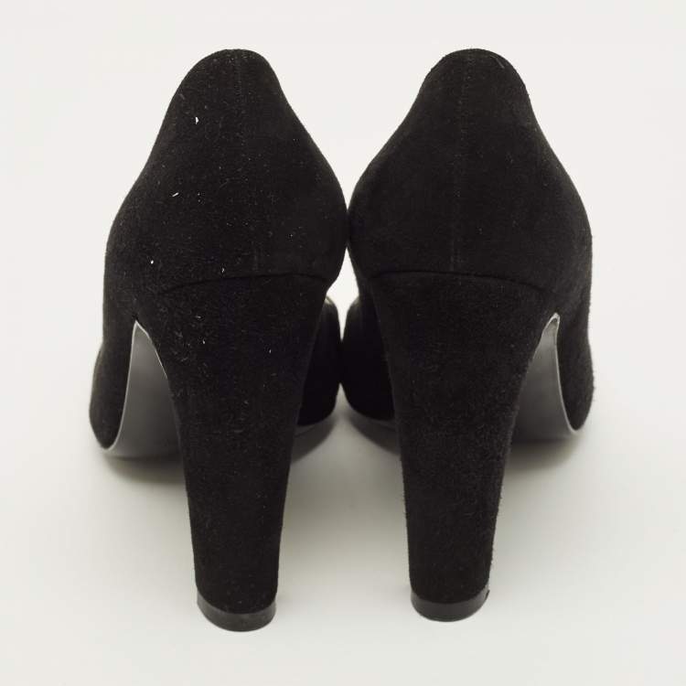 Pre Owned Manolo Blahnik Size 36.5 Black Suede Round Toe Pumps