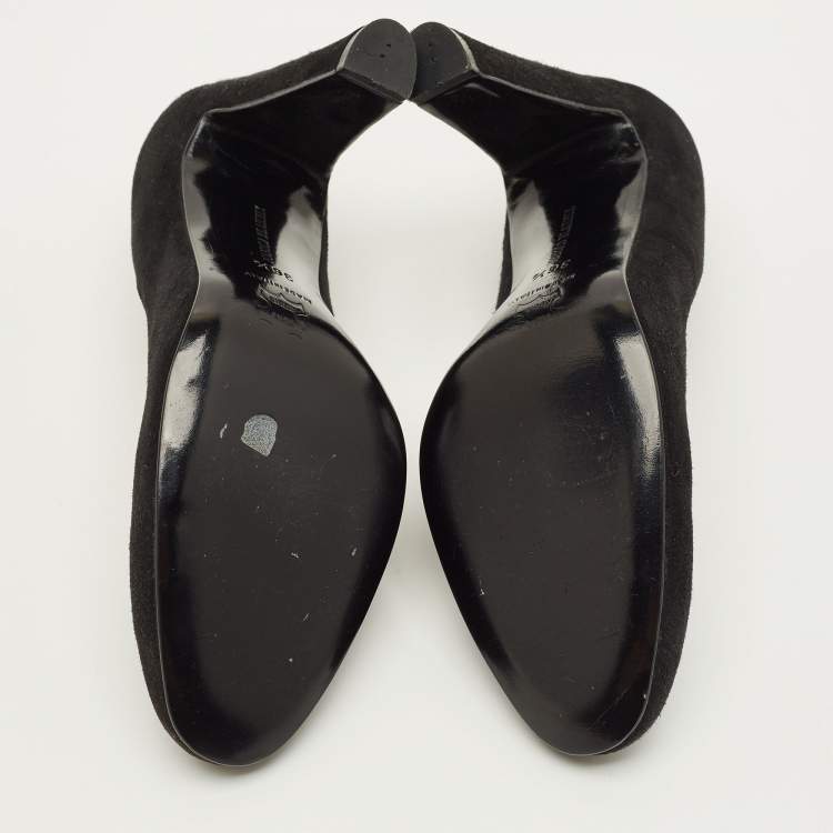 Pre Owned Manolo Blahnik Size 36.5 Black Suede Round Toe Pumps