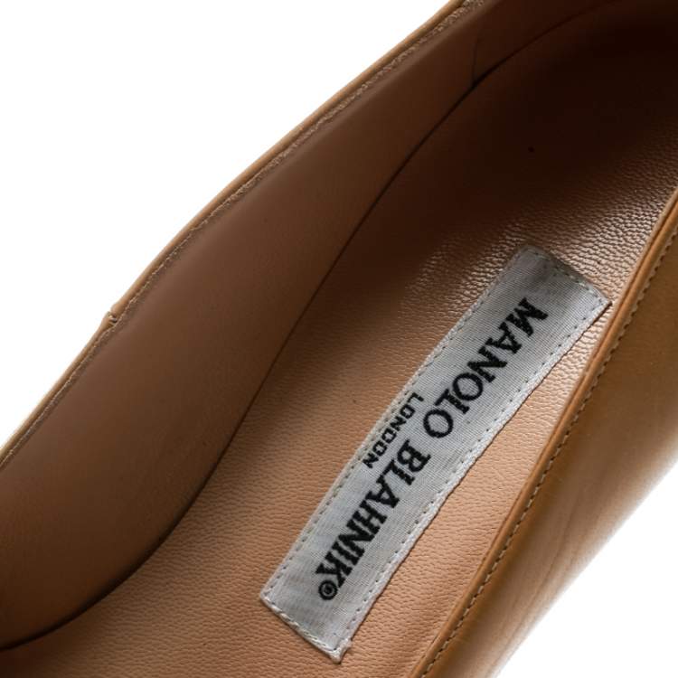 Pre Owned Manolo Blahnik Beige Leather BB Pumps Size 38.5