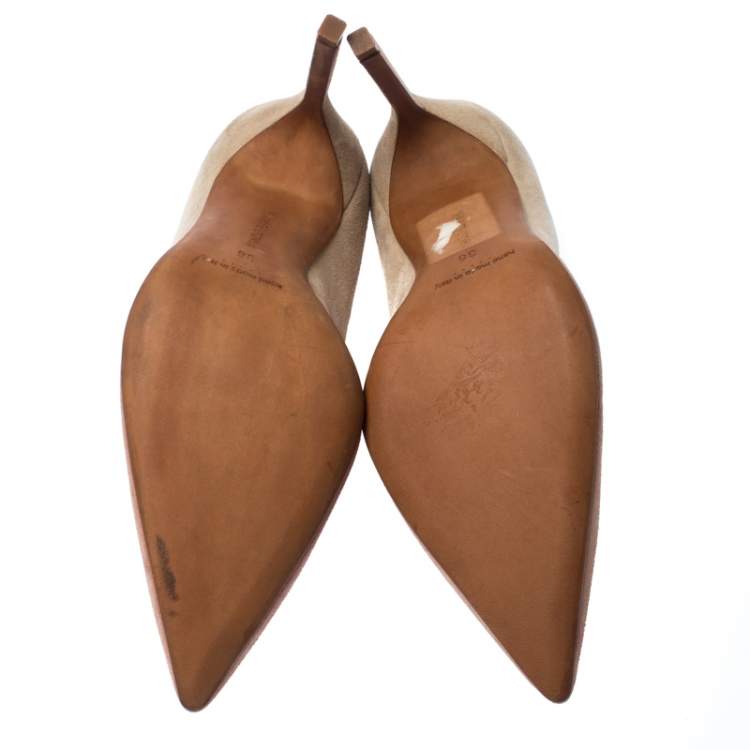 مملوكة مسبقًا Manolo Blahnik Beige Suede BB Pointed Toe Pointed Toe Pumps Size 36