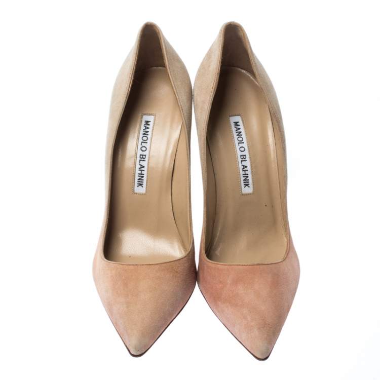 مملوكة مسبقًا Manolo Blahnik Beige Suede BB Pointed Toe Pointed Toe Pumps Size 36