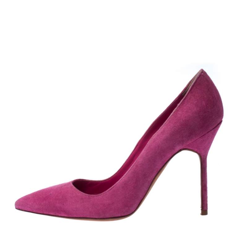 Manolo Blahnik Pink Patent Leather BB Pointed Toe Pumps Size 37.5 Manolo  Blahnik