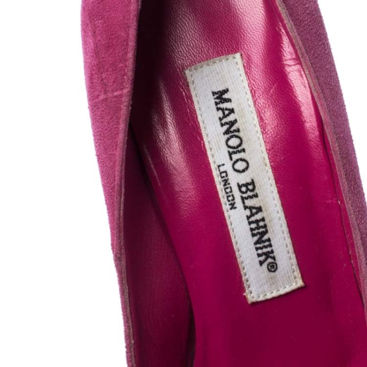 Pre Owned Manolo Blahnik Pink Suede BB Pointed Toe Pumps Size 35.5