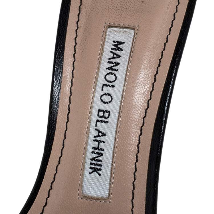 Pre Owned Manolo Blahnik Black Leather Chaos Ankle Strap Sandals Size 36