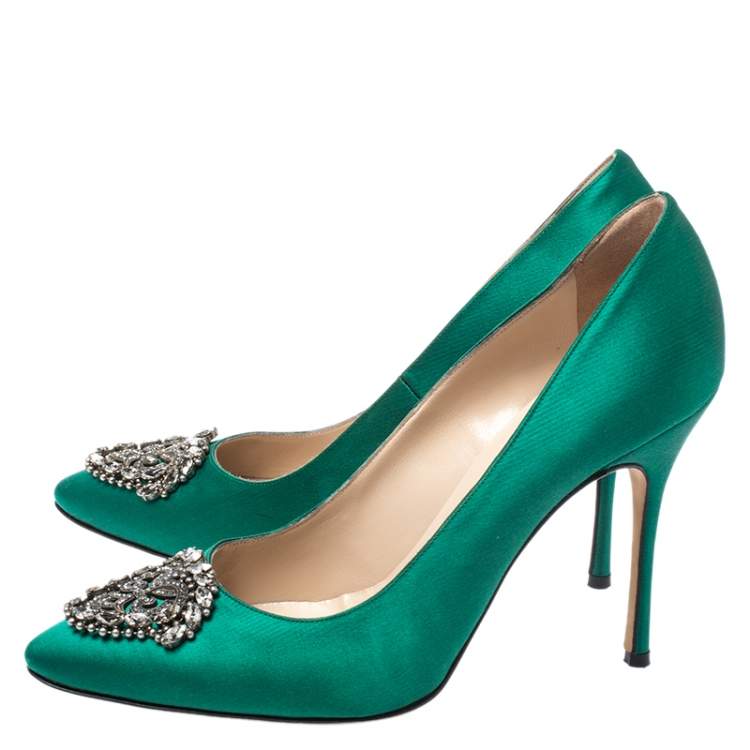 manolo blahnik green shoes