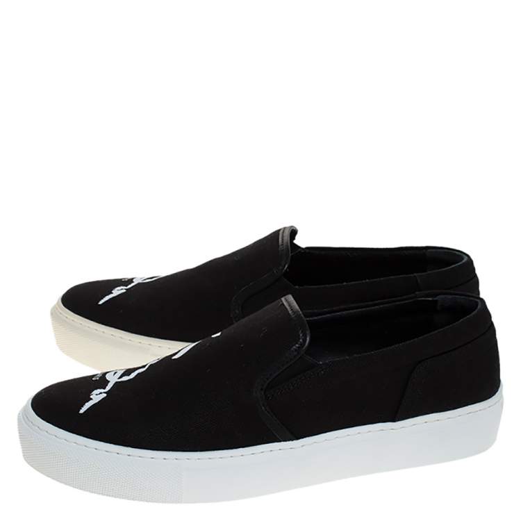 Pre Owned Kenzo Black Canvas Slip On Sneakers Size 37