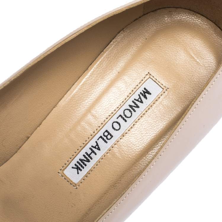 Pre Owned Manolo Blahnik Pale Pink Leather BB Pointed Toe Pumps Size 39.5
