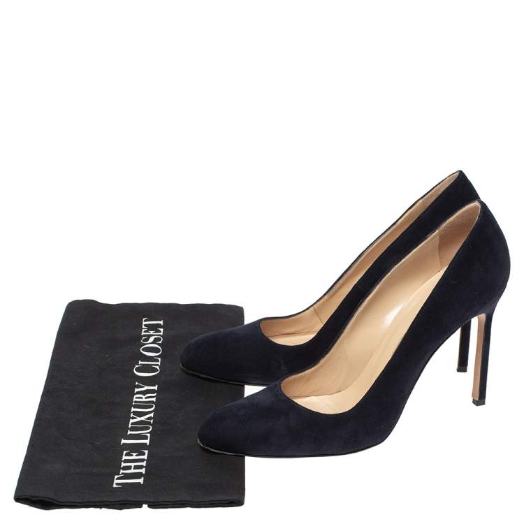 Pre Owned Manolo Blahnik Blue Suede BB Round Toe Pumps Size 39