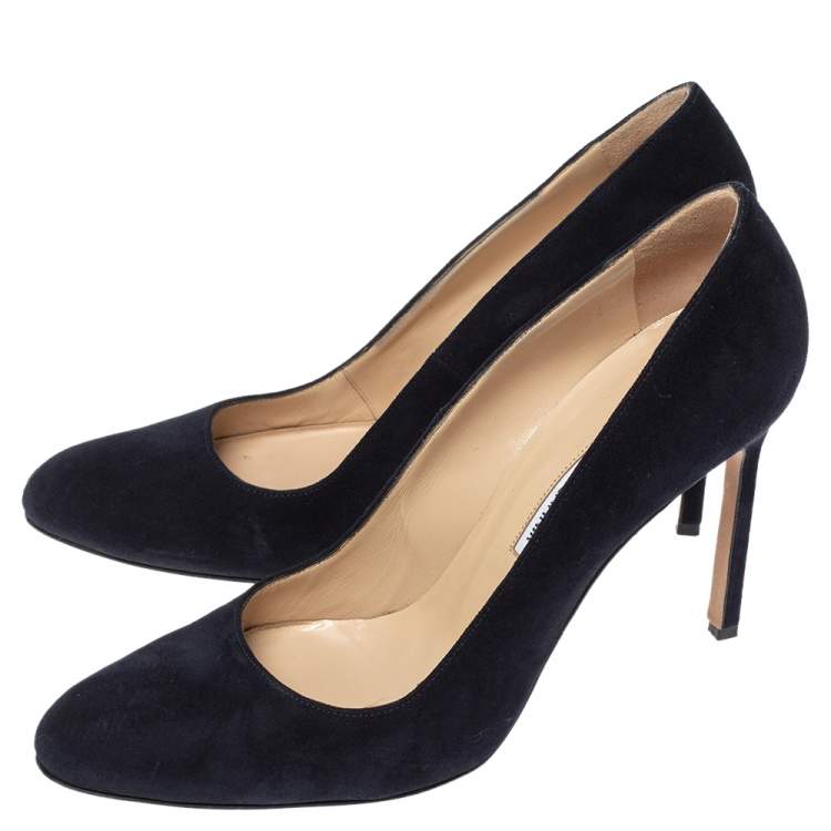 Pre Owned Manolo Blahnik Blue Suede BB Round Toe Pumps Size 39