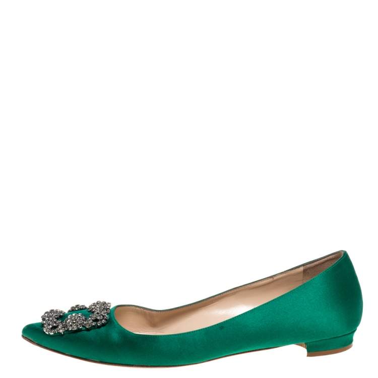 manolo blahnik green flats