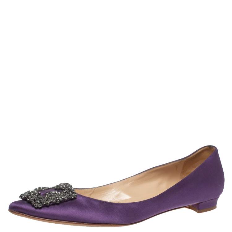 purple pointed toe flats