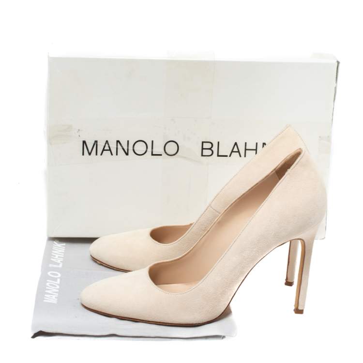 Pre Owned Manolo Blahnik Beige Suede BB Round Toe Pumps Size 36