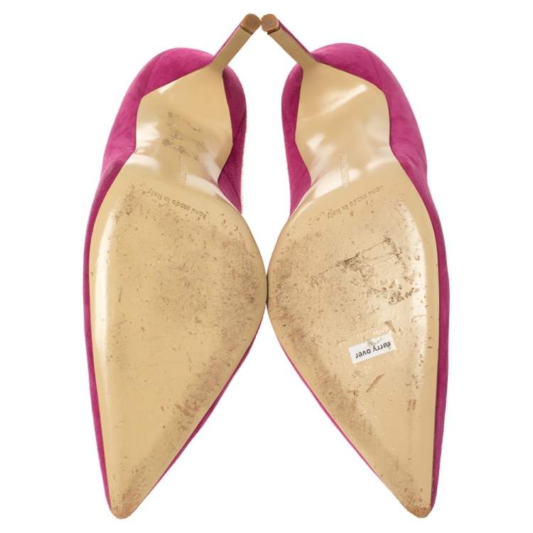 Pre Owned Manolo Blahnik Pink Suede BB Pointed Toe Pumps Size 41