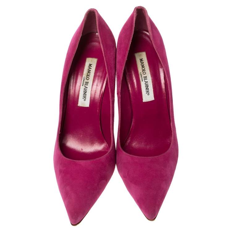 Pre Owned Manolo Blahnik Pink Suede BB Pointed Toe Pumps Size 41