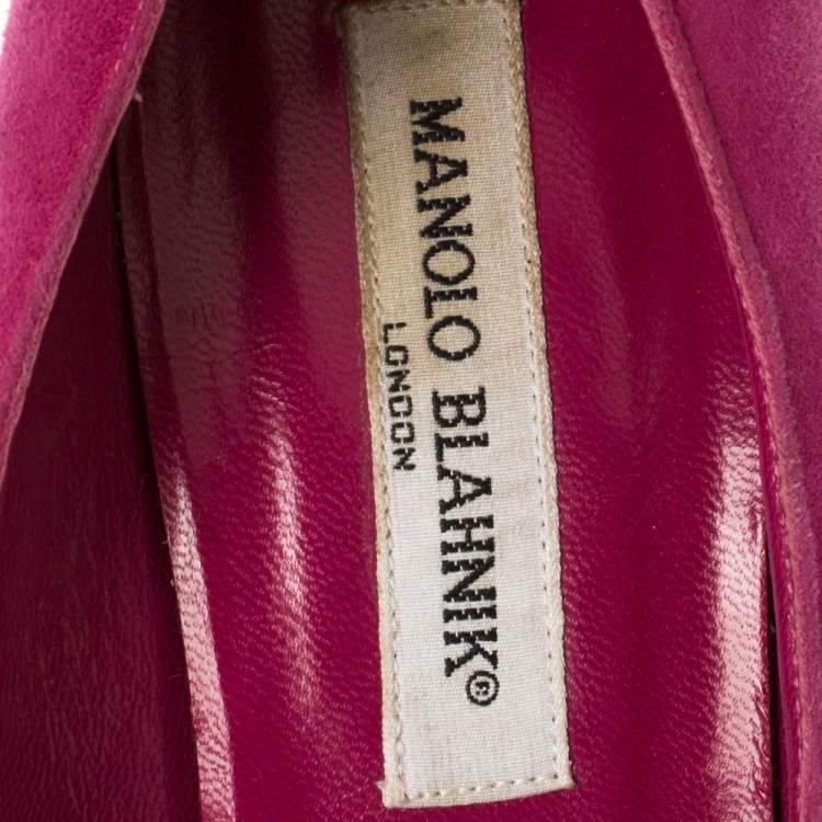 Pre Owned Manolo Blahnik Pink Suede BB Pointed Toe Pumps Size 41
