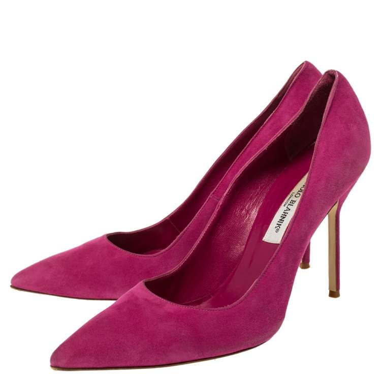 Pre Owned Manolo Blahnik Pink Suede BB Pointed Toe Pumps Size 41