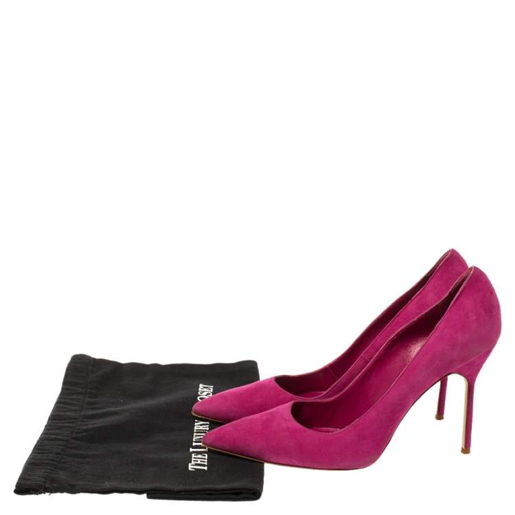 Pre Owned Manolo Blahnik Pink Suede BB Pointed Toe Pumps Size 41