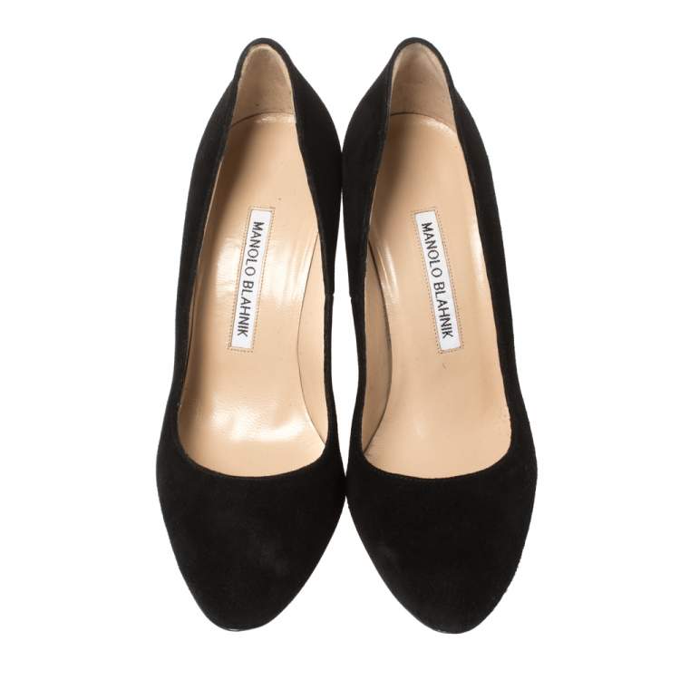 Pre Owned Manolo Blahnik Black Suede BB Round Toe Pumps Size 35.5