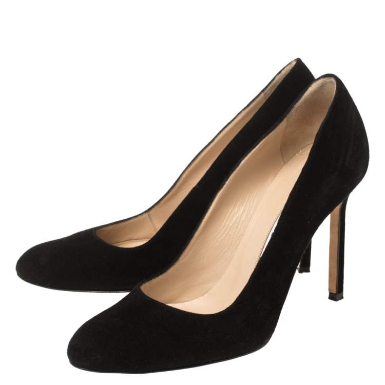 Pre Owned Manolo Blahnik Black Suede BB Round Toe Pumps Size 35.5