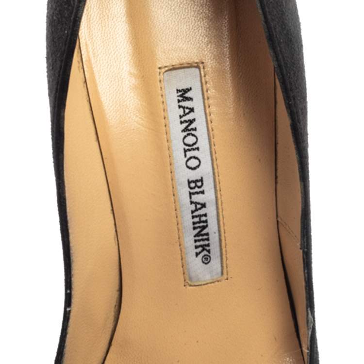Pre Owned Manolo Blahnik Black/White Suede Ruffle Pumps Sizs 36