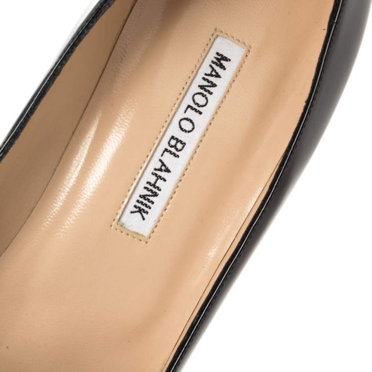 Pre Owned Manolo Blahnik Black Patent Leather BB Pointed Toe Pumps Size 39.5