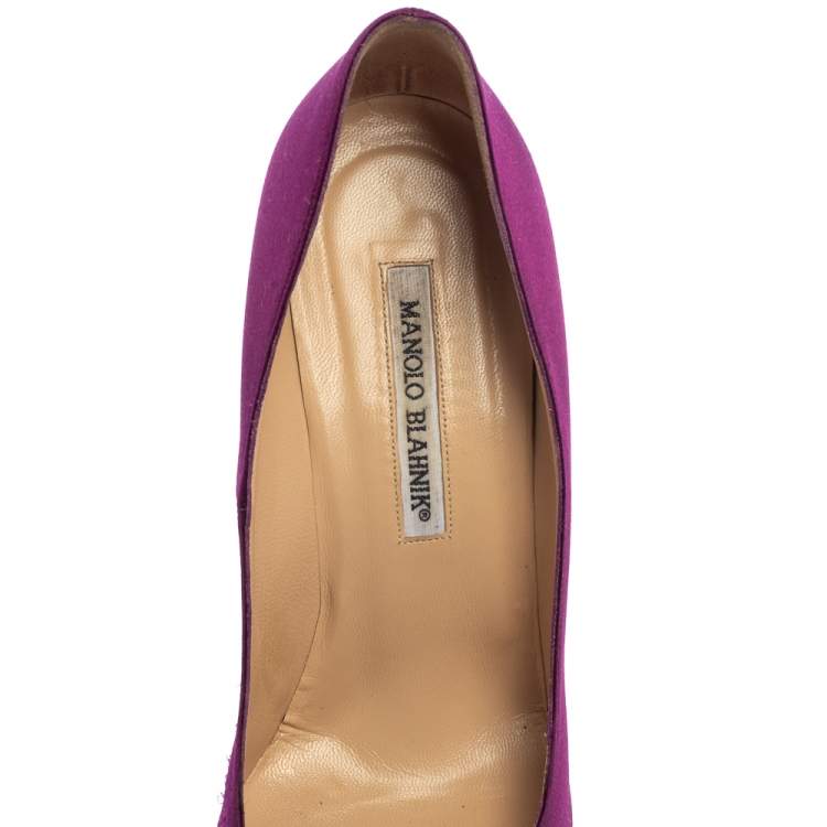 Pre Owned Manolo Blahnik Purple Satin Hangisi  Pumps Size 39.5