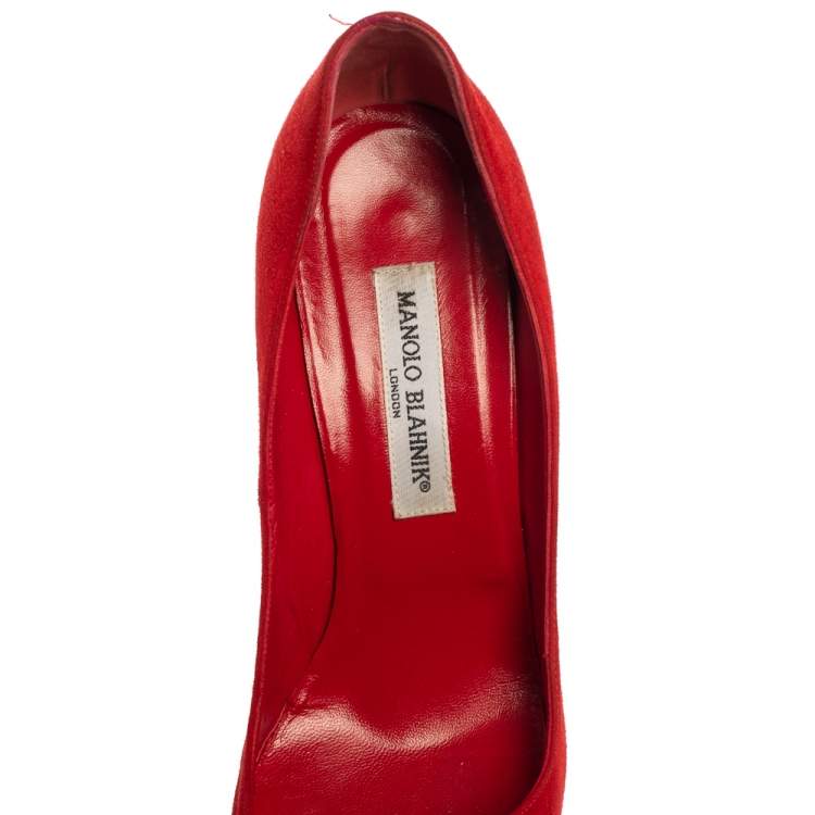 Pre Owned Manolo Blahnik Red Suede BB  Pumps Size 39.5