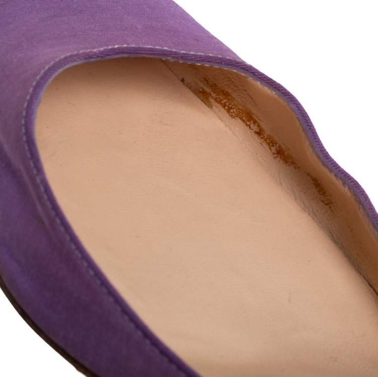 Pre Owned Manolo Blahnik Vintage Purple Fabric Carolyne Pointed Toe Slingback Sandals Size 36.5