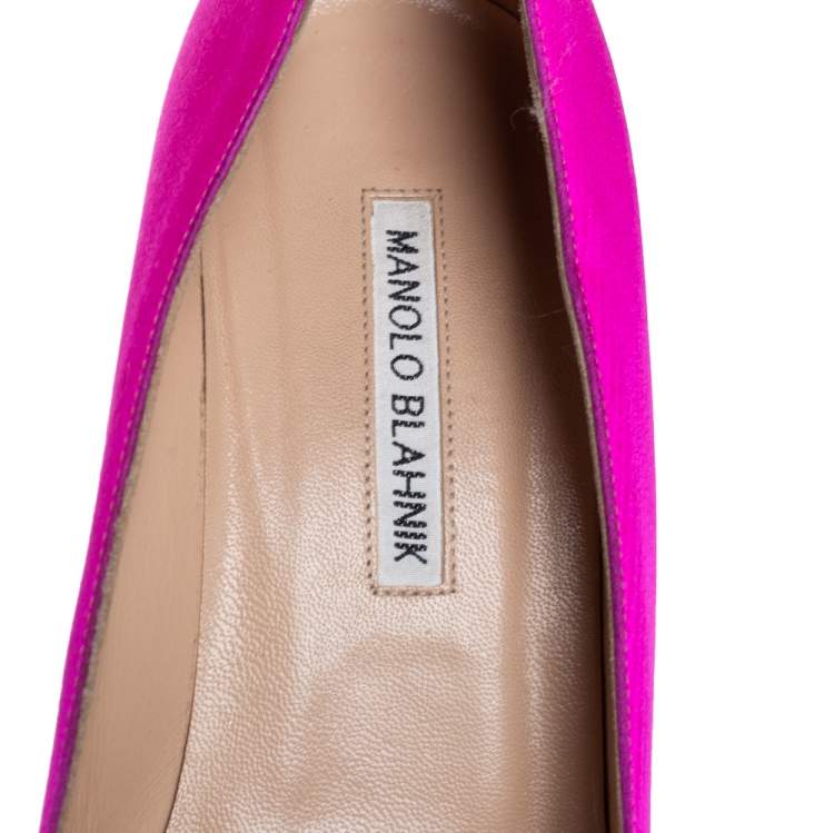 Pre Owned Manolo Blahnik Pink Satin Hangisi Embellished Pumps Size 40