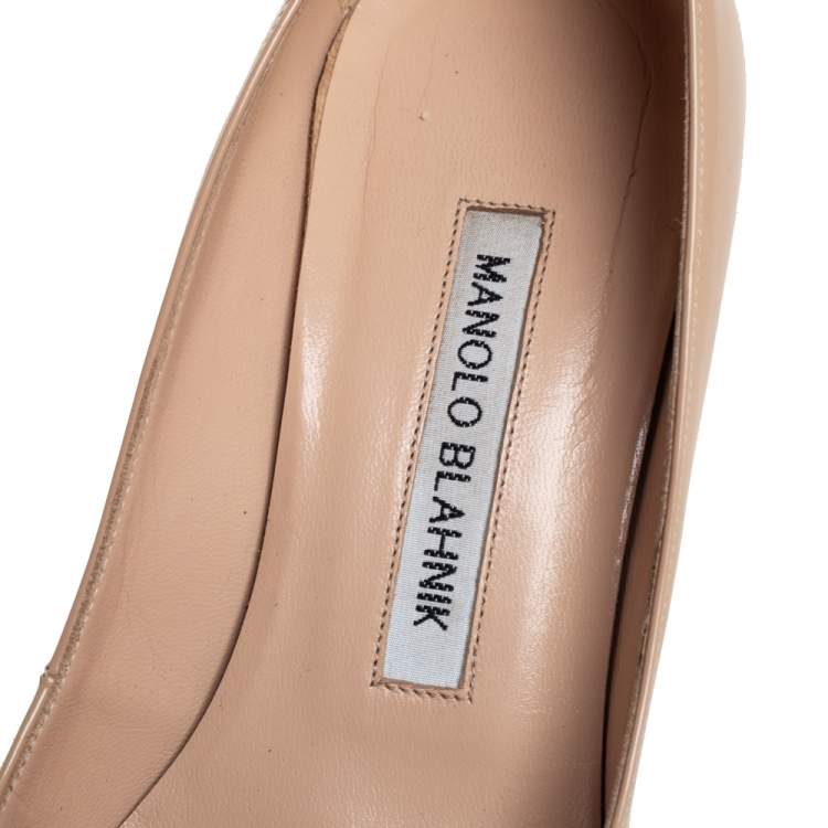 Pre Owned Manolo Blahnik Beige Leather Pumps Size 36