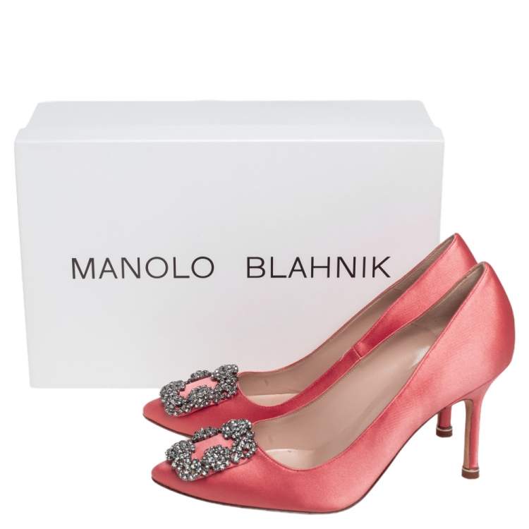 Pre Owned Manolo Blahnik Pink  Satin Hangisi Pumps Size 35