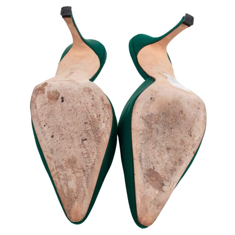 Pre Owned Manolo Blahnik Green Eufrasia Mule Sandals Size 42