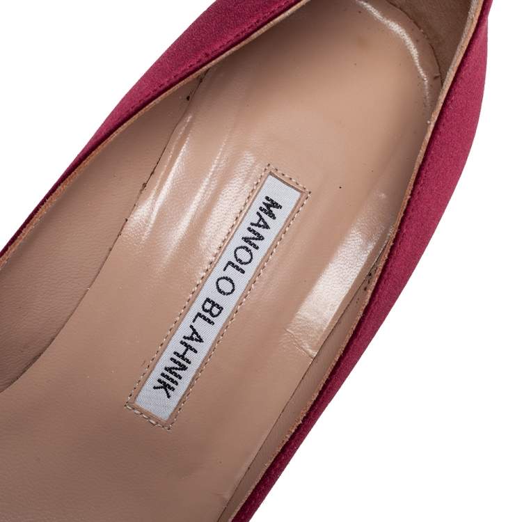 Pre Owned Manolo Blahnik Burgundy Satin Hangisi Pumps Size 39