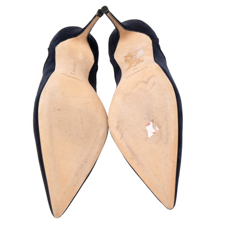 مملوكة مسبقًا Manolo Blahnik Navy Blue Suede Dildi Ankle  Boots Size 39