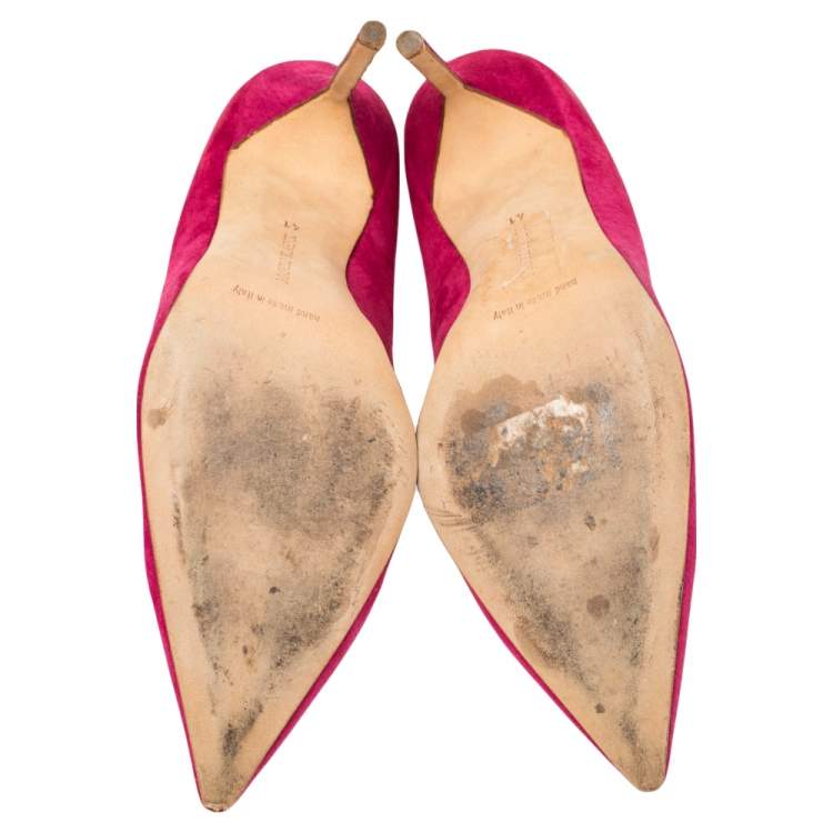 Pre Owned Manolo Blahnik Fuchsia Suede Pointed Toe  BB  Pumps Size 41 