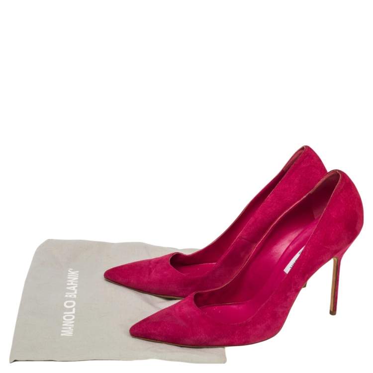 Pre Owned Manolo Blahnik Fuchsia Suede Pointed Toe  BB  Pumps Size 41 