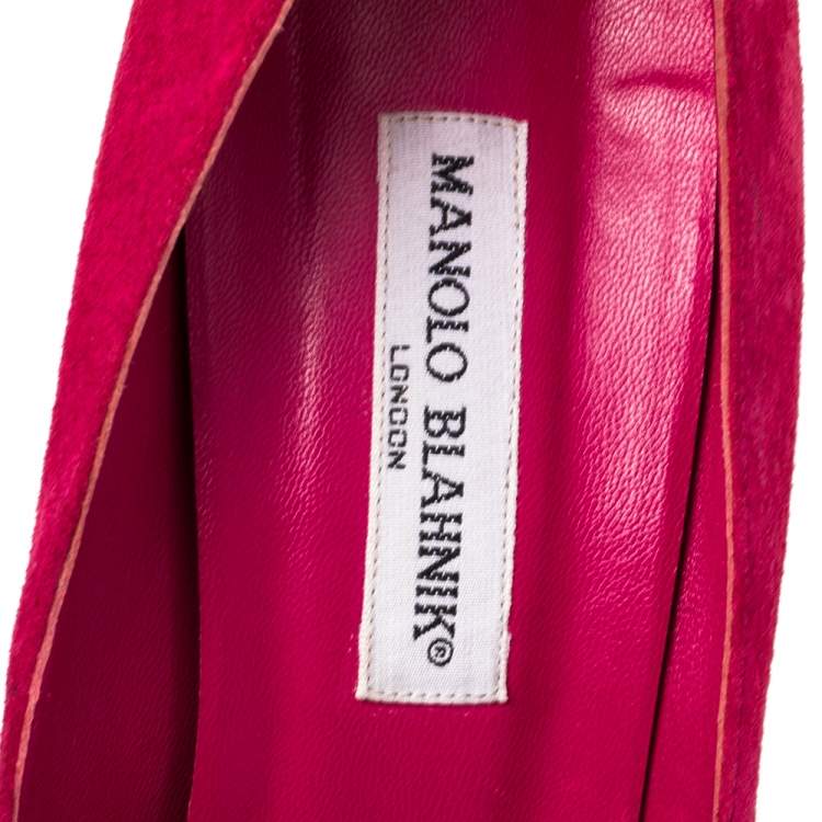 Pre Owned Manolo Blahnik Fuchsia Suede Pointed Toe  BB  Pumps Size 41 